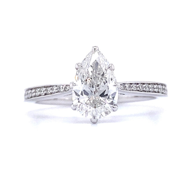 Canadian Accented Pear Shaped Diamond Ring