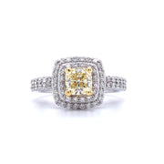 Canadian Fancy Yellow Cushion Diamond Tides of Love Halo Ring