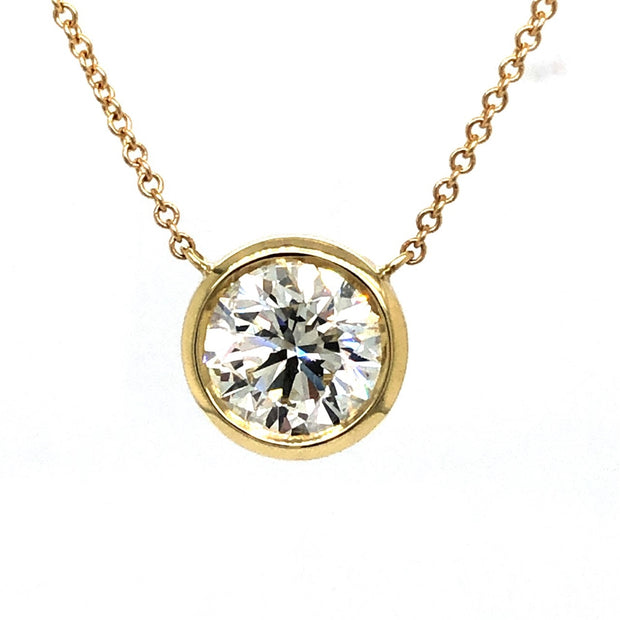 Yellow Gold and Diamond Bezel Set Necklace