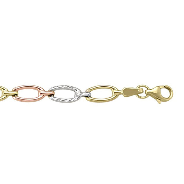 Tri-Colour Gold Link Bracelet