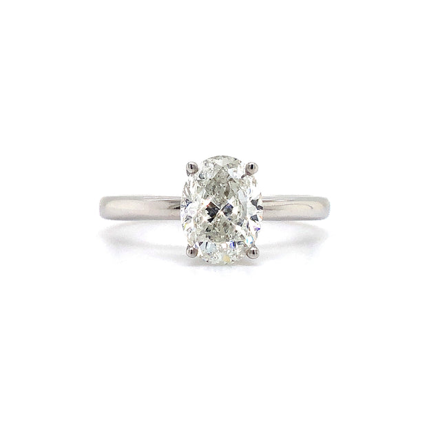 Oval Diamond Solitaire Ring with Hidden Halo Detailing