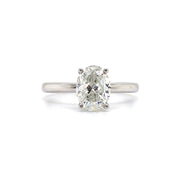 Oval Diamond Solitaire Ring with Hidden Halo Detailing