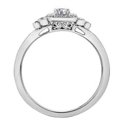 Vintage Inspired Diamond Engagement Ring with Cushion Halo