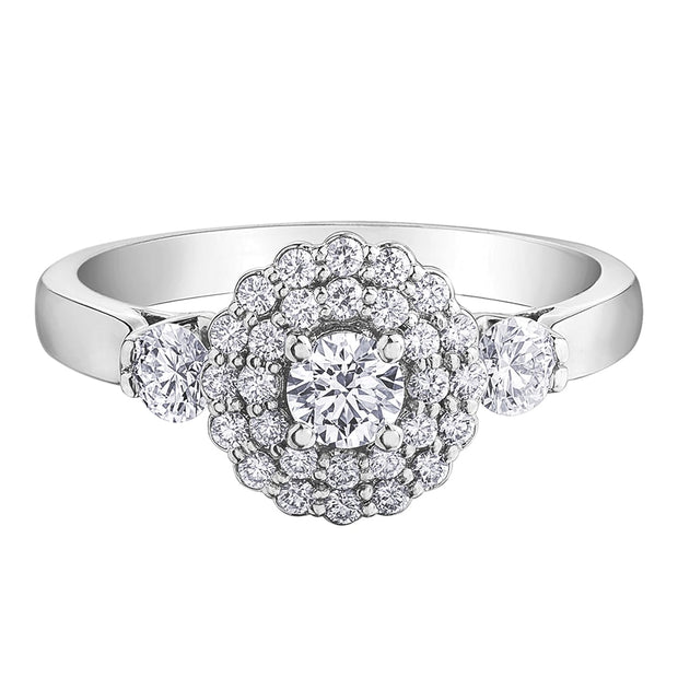 Canadian Diamond Floral Halo Engagement Ring