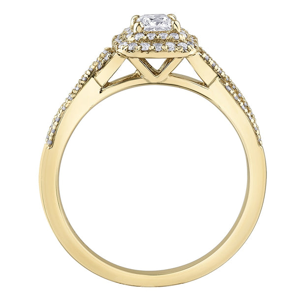 Canadian Diamond Engagement Ring with Cushion Halo