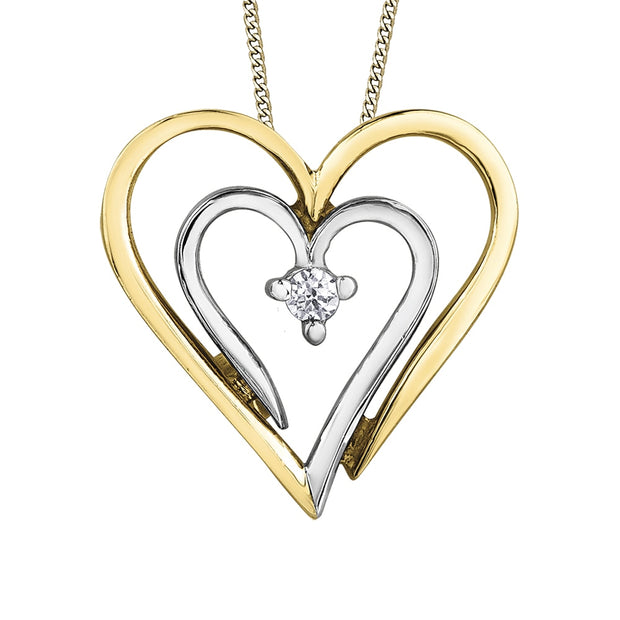 Two Tone Canadian Diamond Heart Pendant