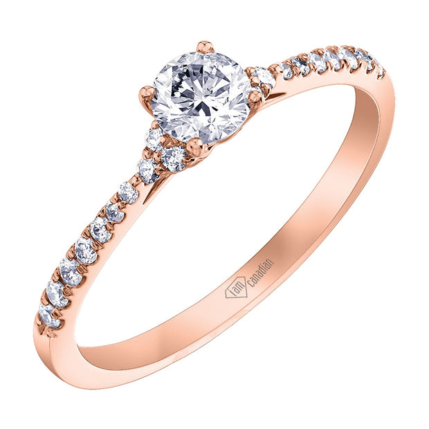 Rose Gold and Canadian Round Diamond Solitaire Ring
