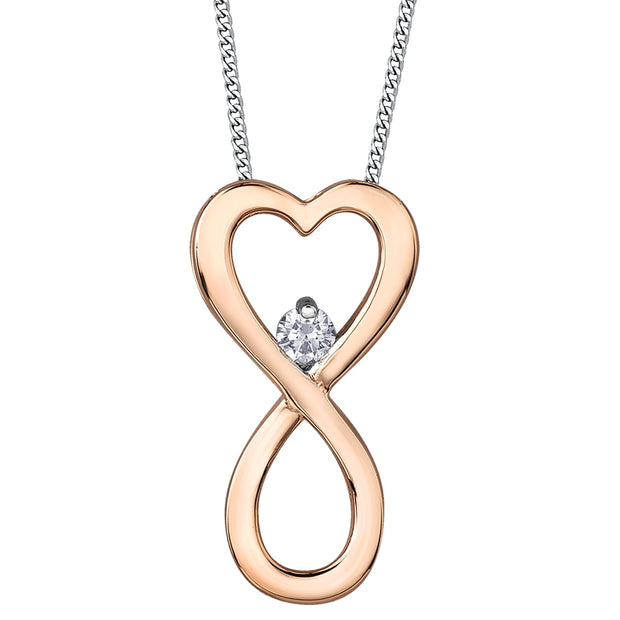 Two-Tone Gold and Diamond Infinity Heart Pendant