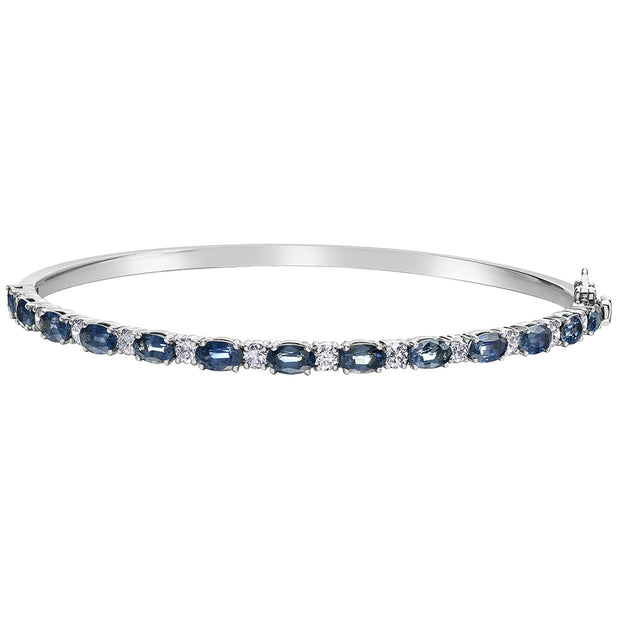 Oval Sapphire and Canadian Diamond Bangle Bracelet
