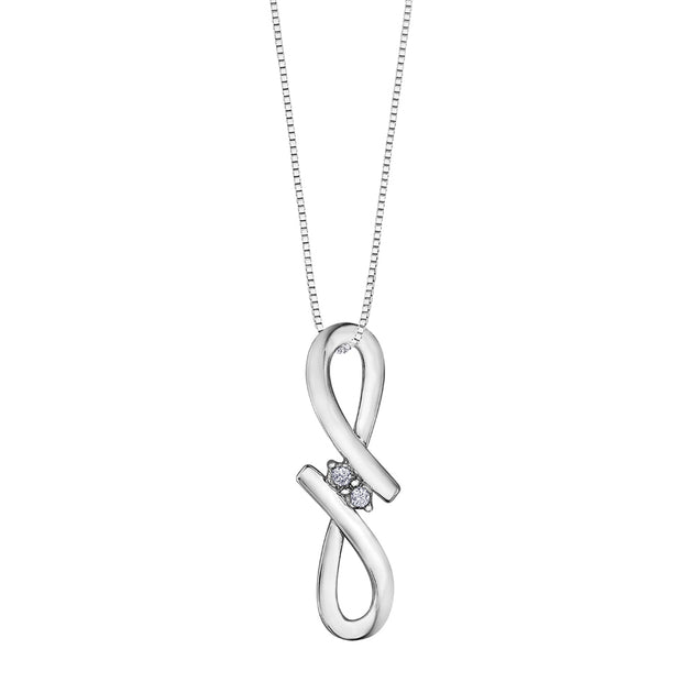 Sterling Silver and Diamond Toi-Et-Moi Infinity Pendant