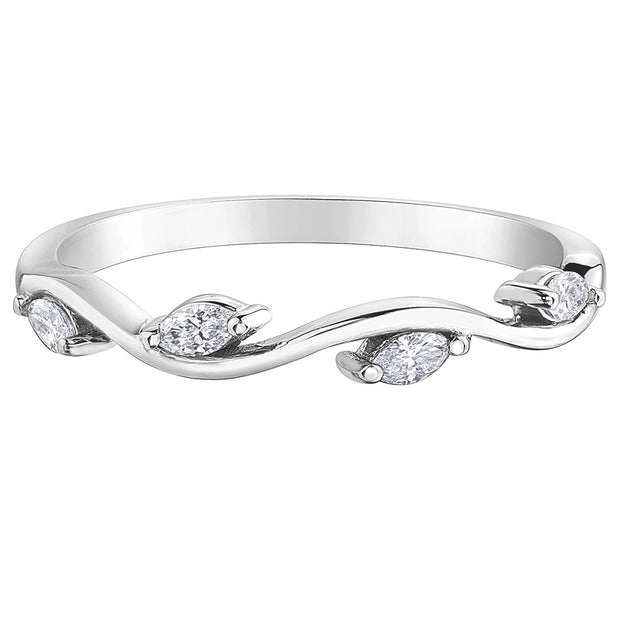 Vine Inspired Wedding Band with Marquise Diamonds