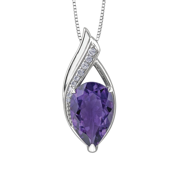 Pear-Shaped Amethyst and Diamond Pendant