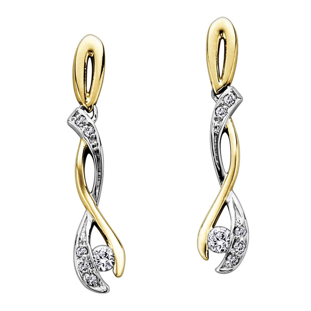 Diamond and Two-Tone Gold Twist Earrings