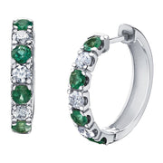 Emerald and Canadian Diamond Hoop Earrings