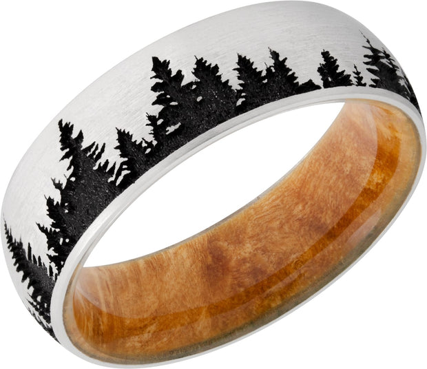 Cobalt Chrome Band with Tree Detailing and Wood Sleeve