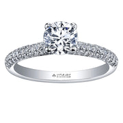 Round Canadian Diamond Ring with Pavé Band