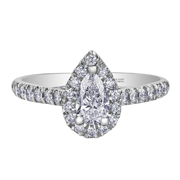 Canadian Pear Shaped Diamond Halo Engagement Ring