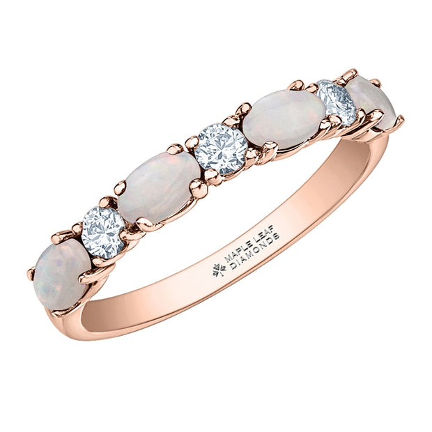 Gorgeous Opal and Canadian Diamond Wedding Band