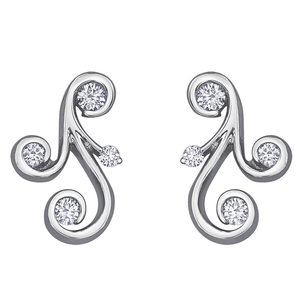 Canadian Diamond Swirl Stud Earrings