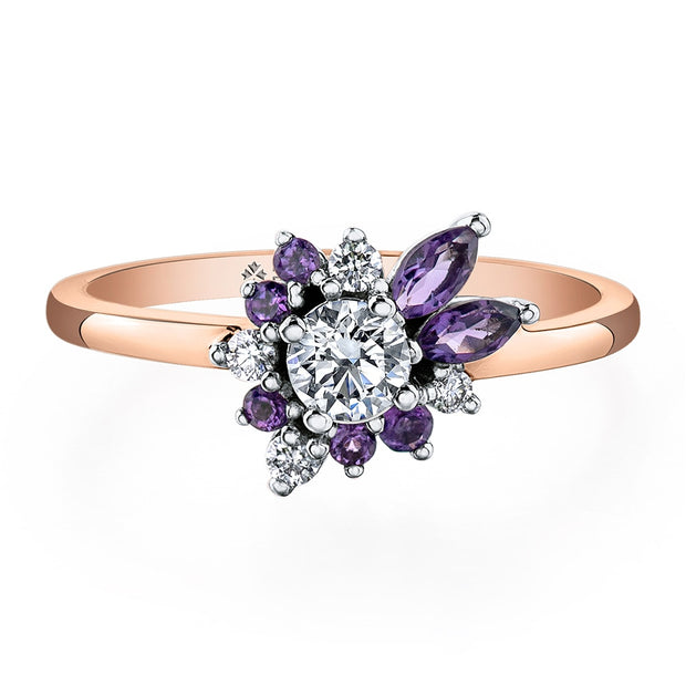 Canadian Diamond and Amethyst Engagement Ring