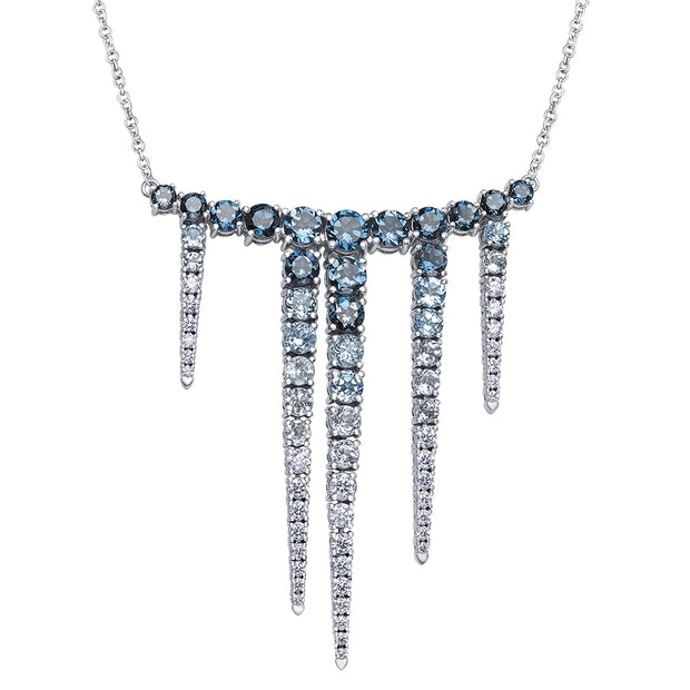 Stunning Canadian Diamond and Blue Topaz Icicle Necklace