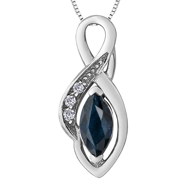 Marquise Cut Sapphire and Diamond Infinity Pendant
