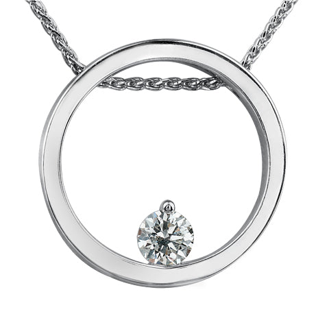 Canadian Diamond and White Gold Hoop Pendant