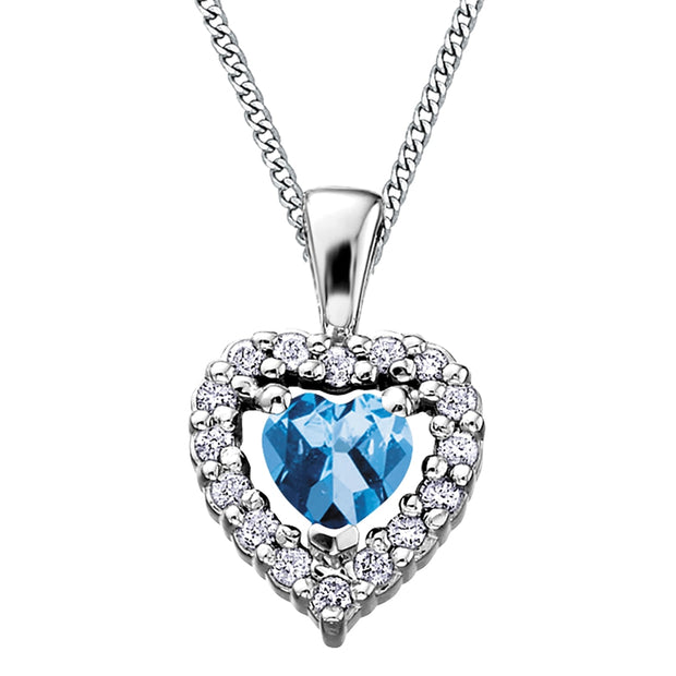 Birthstone and Diamond Heart Pendant