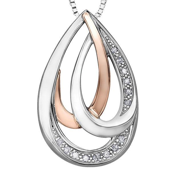Diamond Pendant in Rose Gold and Sterling Silver