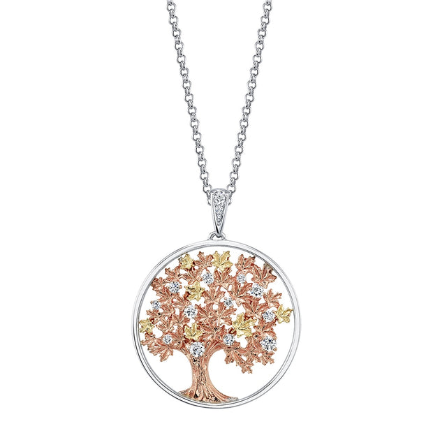 Autumn Oak Tree Canadian Diamond Pendant