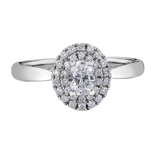 Oval Canadian Diamond Ring With Double Halo