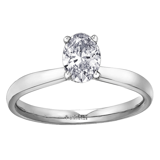 Oval Canadian Diamond Solitaire Ring with Hidden Halo Detailing