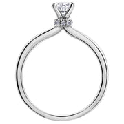 Oval Canadian Diamond Solitaire Ring with Hidden Halo Detailing