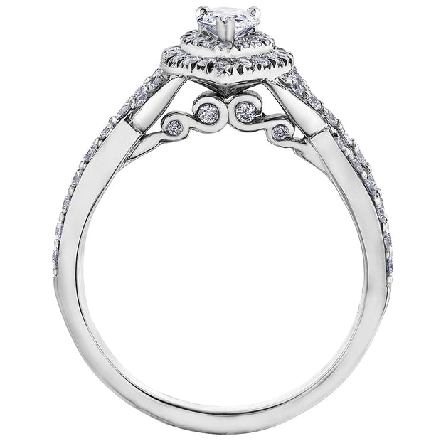 Canadian Pear Shaped Diamond Ring With Halo and Accents