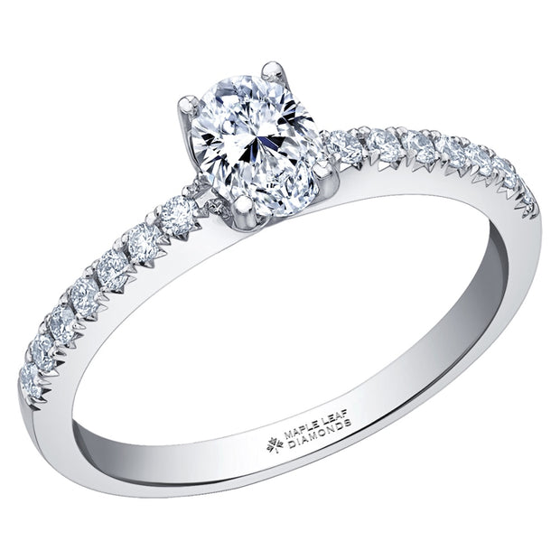 Oval Canadian Diamond Engagement Ring with Accented Band