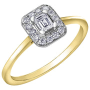 Emerald Cut Solitaire Ring with Diamond Halo