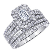 Emerald Cut Canadian Diamond Triple-Banded Engagement Ring