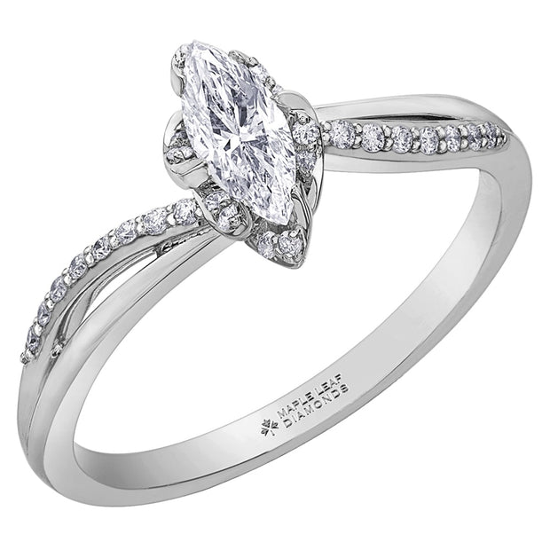 Marquise Canadian Diamond Ring with Accented Twist Design