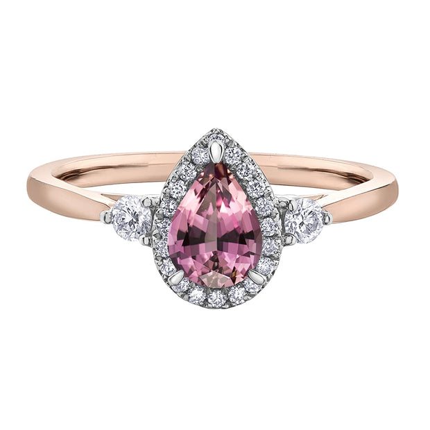 Diamond and Pear-Shaped Gemstone Ring
