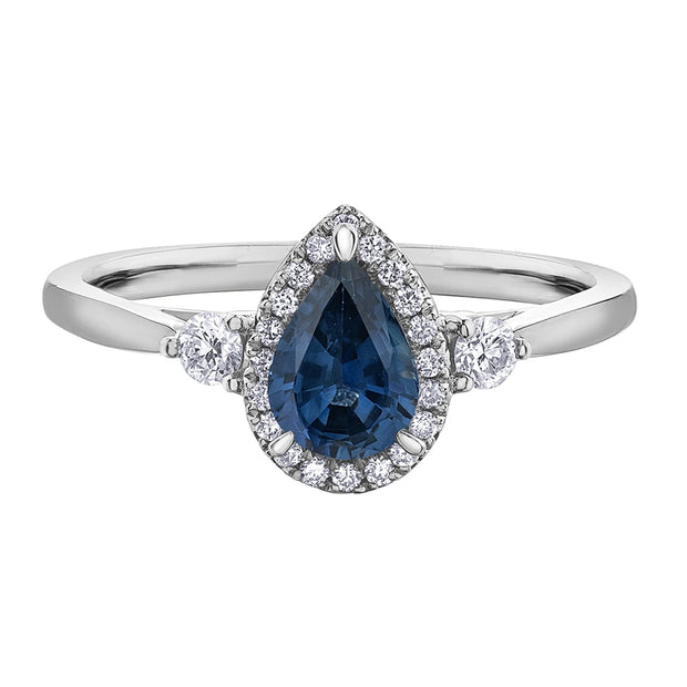 Diamond and Pear-Shaped Gemstone Ring