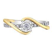 White and Yellow Gold Diamond Twist Engagement Ring