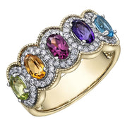 Vintage Inspired Gemstone and Diamond Ring