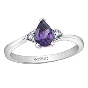 Pear-Shaped Amethyst and Canadian Diamond Ring
