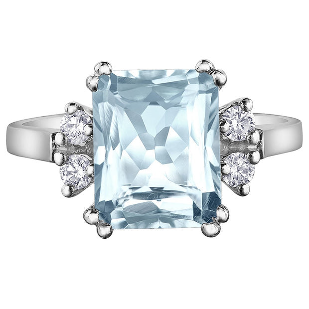 Aquamarine and Canadian Diamond Ring