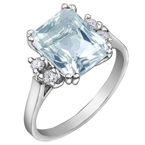 Aquamarine and Canadian Diamond Ring