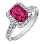 Radiant Cut Garnet and Diamond Ring