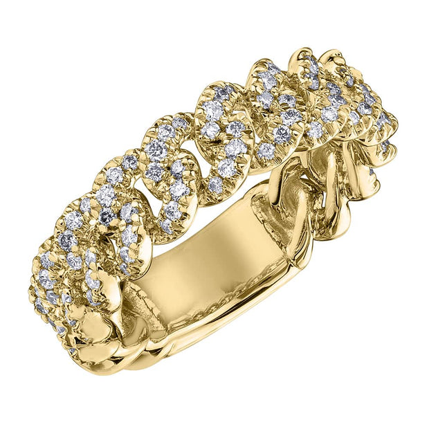 Diamond and Yellow Gold Chain Ring