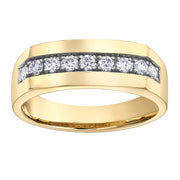 Diamond and Yellow Gold Wide Band