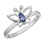 Adorable Tanzanite and Diamond Butterfly Ring