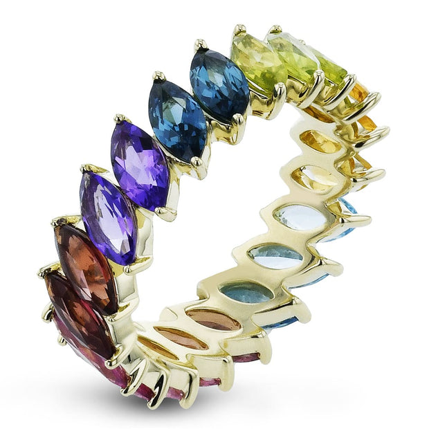 Zeghani Happy Color Marquise Gemstone Eternity Ring